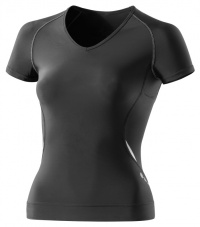 SKINS A400 Womens Black/Silver Top Short Sleeve SH